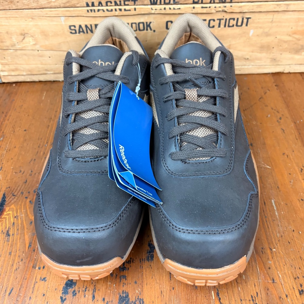 Reebok Men's 9.5 W Work Shoes Brown RB1940 Slip Oil Resisting Athletic Sneakers - Picture 4 of 12